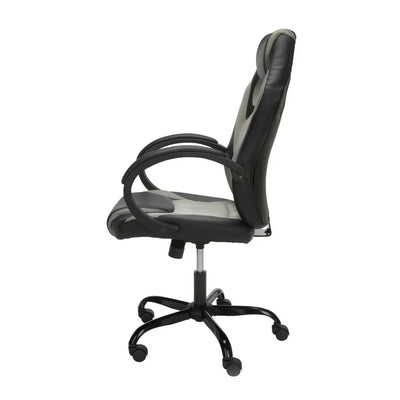 OFM High Back Video Game Chair, Gray, Faux Leather**New and assembled,minor tear from shipping**