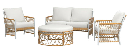 Better Homes & Gardens Lilah Outdoor Wicker 4-Piece Stationary Conversation Set, Off-White!! NEW IN BOX!!