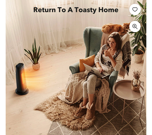 TaoTronics Space Heater, 1500W PTC Fast Quiet Heating Ceramic Tower Heater Oscillating Portable Heater with Remote Control