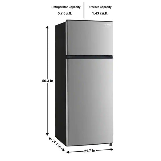 Vissani 7.1 cu. ft. Top Freezer Refrigerator in Stainless Steel Look**New,Dented from shipping** **