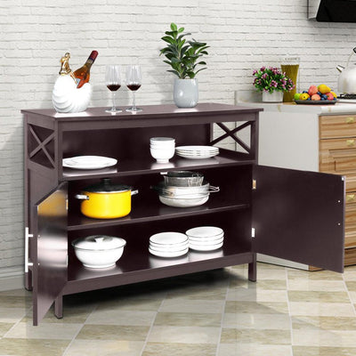 Ktaxon Kitchen Storage Sideboard Dining Buffet Server Cabinet Cupboard, Free Standing Storage Chest Cabinets and Shelf,Brown!  -Brand new in the box