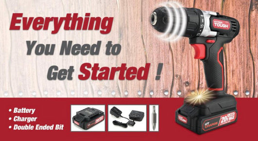 Hyper Tough 20V Max Lithium-ion 3/8 inch Cordless Drill & 70-Piece DIY Home Tool Set Project Kit with 1.5Ah Lithium-ion Battery & Charger, Bit Holder, LED Light & Storage Bag- NEW IN BOX!!!