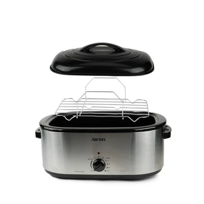 Aroma 22 Quart Electric Roaster Oven Stainless Steel with Self-Basting Lid, ART-712SB**New in Box**