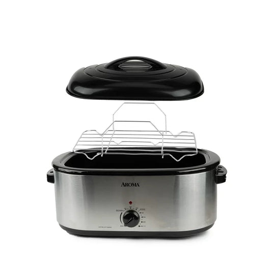 Aroma 22 Quart Electric Roaster Oven Stainless Steel with Self-Basting Lid, ART-712SB**New in Box**