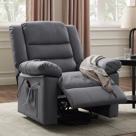 Hillsdale Cedar City Power Lift Faux Leather Recliner with USB, Dusk Gray- NEW AND ASSEMBLED!!!!