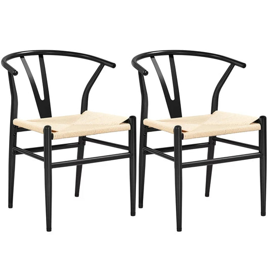 Yaheetech 2pcs Mid-Century Y-Shaped Arm Chair Dining Chair, Black**New in box**