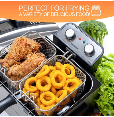 Secura Electric Deep Fryer 1800W-Watt Large 4.0L/4.2Qt Professional Grade Stainless Steel with Triple Basket and Timer**New in Box**