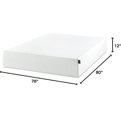 Zinus 12 Inch Green Tea Memory Foam Mattress / CertiPUR-US Certified / Bed-in-a-Box / Pressure Relieving, King, White- NEW IN BOX!!!