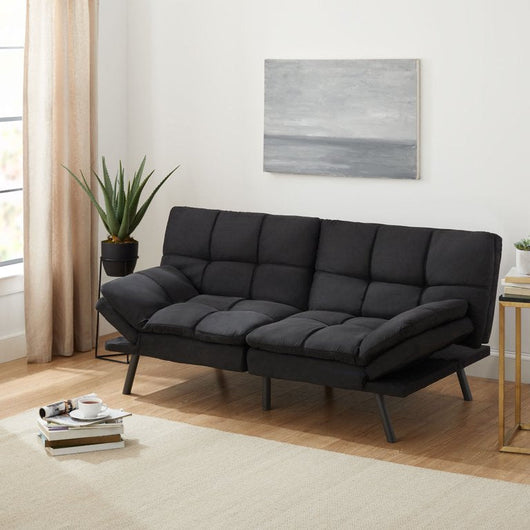 Mainstays Memory Foam Futon, Black Faux Suede Fabric!! NEW IN BOX!!