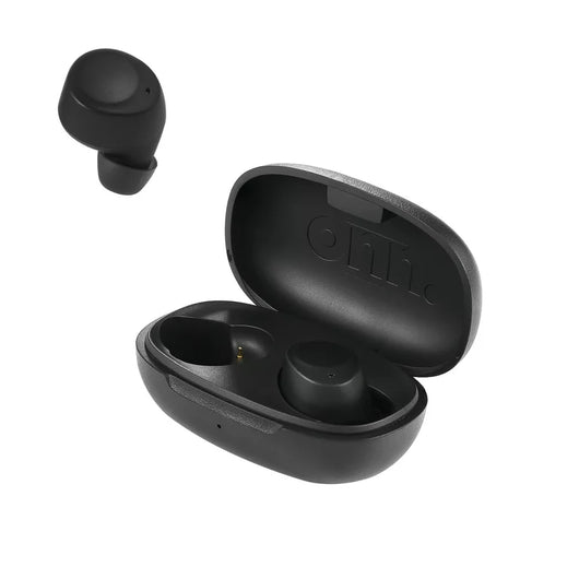 onn. True Wireless Headphones with Charging Case, Black, AAABLK100024300**New in box**