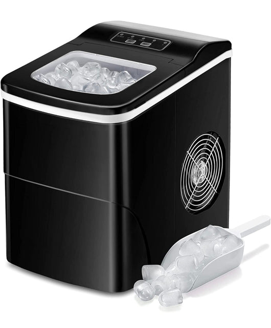 AGLUCKY Countertop Ice Maker Machine, Portable Ice Makers Countertop, Make 26 lbs ice in 24 hrs,Ice Cube Rready in 6-8 Mins with Ice Scoop and Basket (Black)- NEW OUT OF BOX!!!
