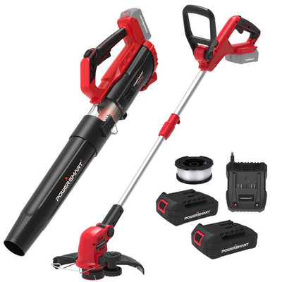 PowerSmart 20V Lithium-Ion Cordless String Trimmer and Blower Combo Kit, PS76116A Two Battery and One Charger Include**new in box**