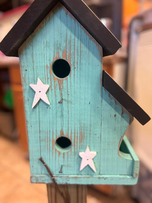 Handcrafted Blue Birdhouse