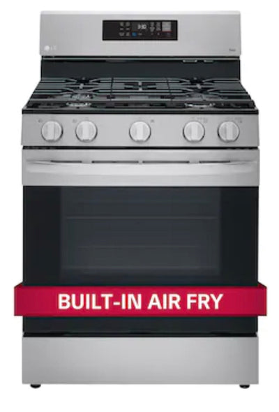 LG Airfry Smart Wi-Fi enabled 30-in 5 Burners 5.8-cu ft Self-cleaning Air Fry Convection Oven Freestanding Gas Range (Stainless Steel)!  -Brand new out of the box (Is missing original booklet)