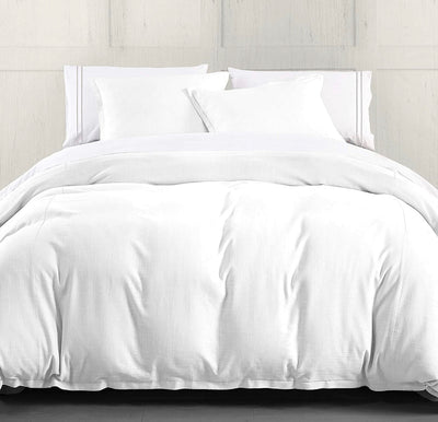 HiEnd Accents Hera Tailored Linen 3 Piece Comforter Set with Pillow Shams, Super King, White Solid Color Bedding Set, Romantic Farmhouse Traditional Coastal Style, 1 Comforter and 2 Pillowcases- NEW IN BAG!!!!