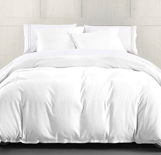 HiEnd Accents Hera Tailored Linen 3 Piece Comforter Set with Pillow Shams, Super King, White Solid Color Bedding Set, Romantic Farmhouse Traditional Coastal Style, 1 Comforter and 2 Pillowcases- NEW IN BAG!!!!