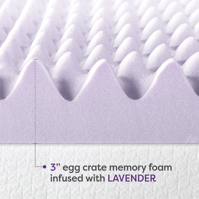 Best Price Mattress 3 Inch Egg Crate Memory Foam Mattress Topper with Soothing Lavender Infusion, CertiPUR-US Certified, King- NEW IN BOX!!!