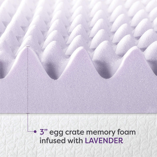 Best Price Mattress 3 Inch Egg Crate Memory Foam Mattress Topper with Soothing Lavender Infusion, CertiPUR-US Certified, King- NEW IN BOX!!!
