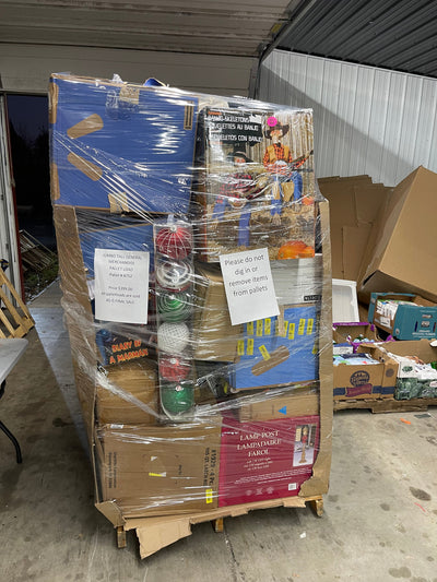 Jumbo huge liquidation pallet- over 7 ft tall ! Pallet number 8752