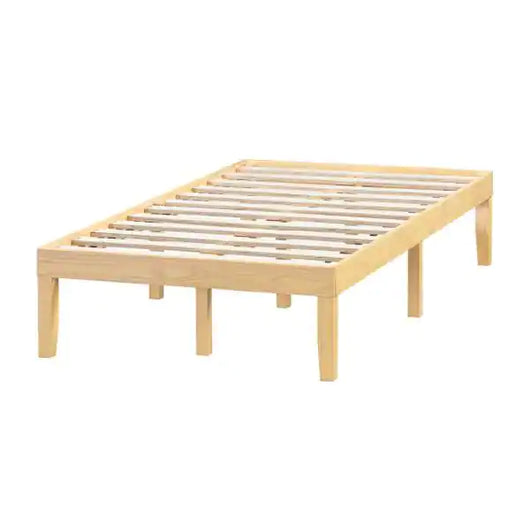 Naomi Home  Natural Solid Wood Full Platform Bed Frame with Wooden Slats**New**