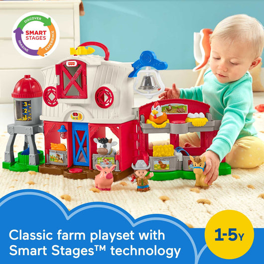 Fisher-Price Little People Farm Toy, Toddler Playset with Lights Sounds and Smart Stages Learning Content, Frustration-Free Packaging**New in box**