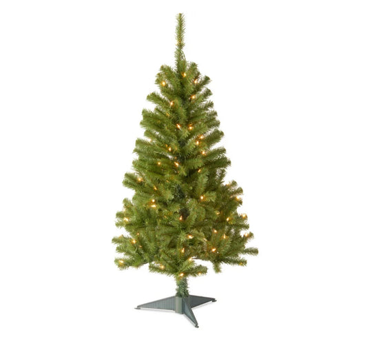 National Tree Company Pre-Lit Artificial Full Christmas Tree, Green, Canadian Fir Grande, White Lights, Includes Stand, 4 Feet- NEW IN BOX!!!!