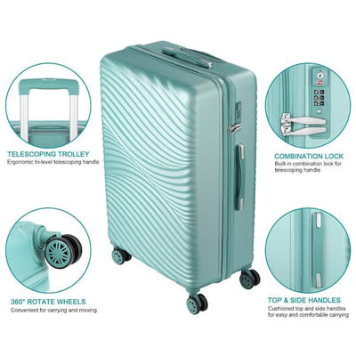 HIKOLAYAE Catalina Waves Nested Hardside Luggage Set in Elite Mint, 3 Piece - TSA Compliant- brand new set