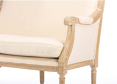 Baxton Studio Chavanon Wood and Linen Traditional French Loveseat, Light Beige!! NEW AND ASSEMBLED!!