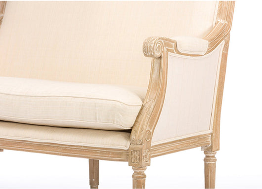 Baxton Studio Chavanon Wood and Linen Traditional French Loveseat, Light Beige!! NEW AND ASSEMBLED!!