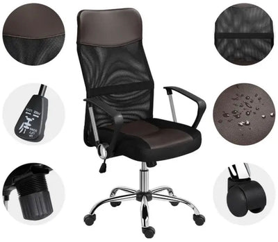 Yaheetech High Back Office Chair Ergonomic Mesh Chair with Swivel, Dark Brown!! NEW AND ASSEMBLED!!