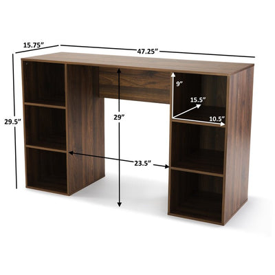 Mainstays 6-Cube Storage Computer Desk, Canyon Walnut**New in Box**