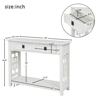 LUMISOL Console Table for Entryway with 2 Drawers and Bottom Shelf, Farmhouse Wood Sideboard Entryway Accent Sofa Table for Living Room (White)**New in box**