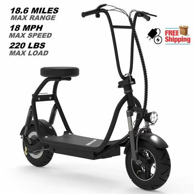 SKRT Electric Scooter 350W 48V 18.6 Miles Long-range Battery Foldable Easy Carry Portable Design, Adult Electric Scooter Up to 18 MPH Commuter Scooter Black!  -Brand new & Assembled (Light Switch button is cracked but does still work, photos shown)