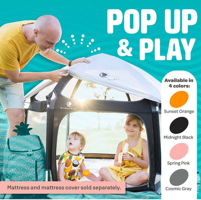 POP 'N GO Premium Indoor and Outdoor Baby Playpen - Portable, Lightweight, Pop Up Pack and Play Toddler Play Yard w/ Canopy and Travel Bag - Black- new in box