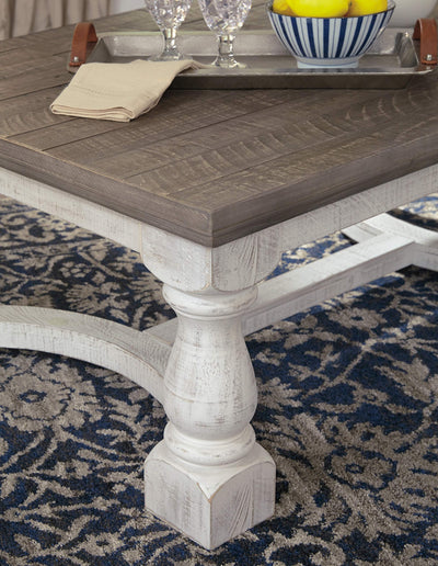 Signature Design by Ashley Havalance Farmhouse Rectangular Coffee Table, Gray & White with Weathered Finish**New in box**chipped from shipping**