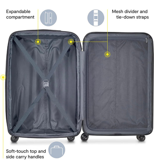 DELSEY Paris Helium Aero Hardside Expandable Luggage with Spinner Wheels, Blue Cobalt, Checked-Medium 25 Inch- NEW OUT OF BOX!!!!