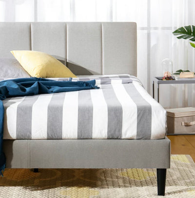 Zinus Maddon 35” Upholstered Platform Bed Frame, Beige, Twin- NEW IN BOX!!!