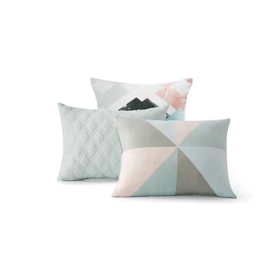 Mainstays Pink and Teal Diamond 8 Piece Bed in a Bag Comforter Set With Sheets, Twin/Twin XL**New**