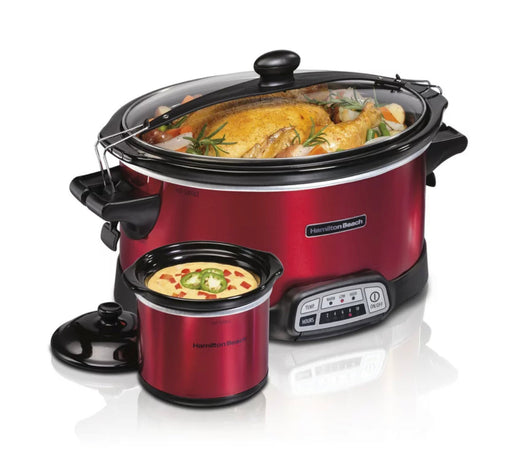 Hamilton Beach 7 Quart Stay or Go Programmable Slow Cooker with Party Dipper, Red- NEW IN BOX!!!