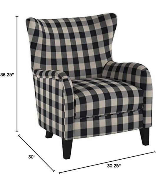 Christopher Knight Home Arador Fabric Club Chair, Black / White Plaid- NEW AND ASSEMBLED!!!!