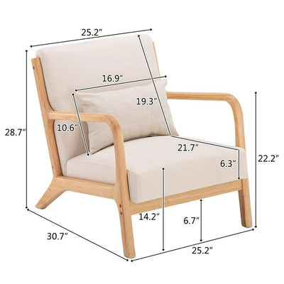 Ktaxon Mid-Century Accent Fabric Chair Fabric Single Sofa Beige!  -Brand new & Assembled