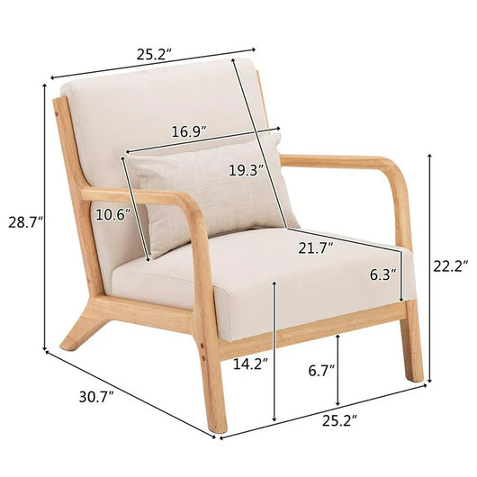 Ktaxon Mid-Century Accent Fabric Chair Fabric Single Sofa Beige!  -Brand new & Assembled
