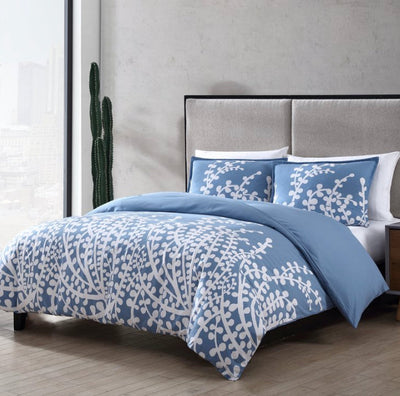 City Scene Branches French Blue Comforter Set, King- NEW!!!