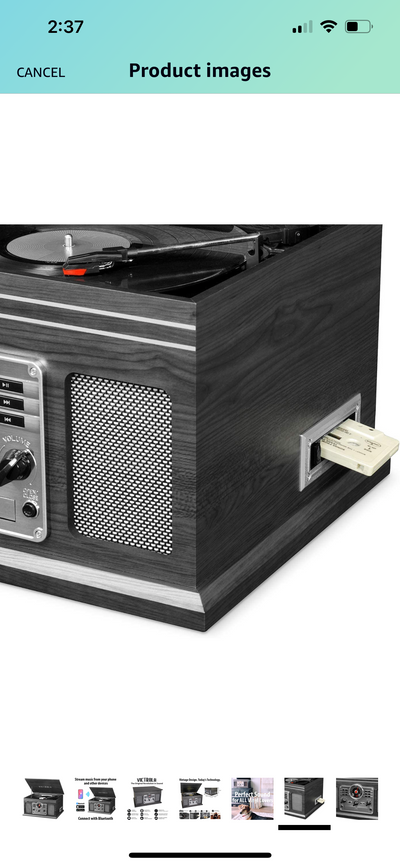 Victrola Nostalgic 6-in-1 Bluetooth Record Player & Multimedia Center with Built-in Speakers - 3-Speed Turntable, CD & Cassette Player, AM/FM Radio, Wireless Music Streaming, Grey wood!! NEW IN BOX!!