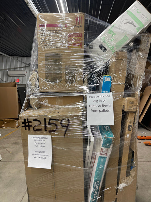 Jumbo huge liquidation pallet- over 7 ft tall ! Pallet number 2159