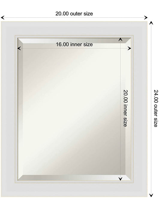 Amanti Art Flair Soft White Narrow Wall Mounted Mirror, Glass Size 16x20 (new out of the box)