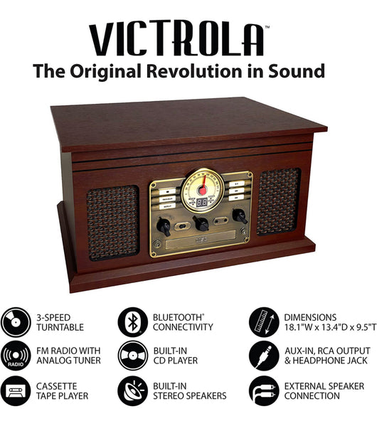 Victrola Nostalgic 6-in-1 Bluetooth Record Player & Multimedia Center with Built-in Speakers - NEW IN BOX!!!