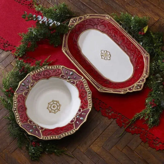 Fitz & Floyd Renaissance Holiday Platter and Bowl Set- BRAND NEW IN BOX!!!