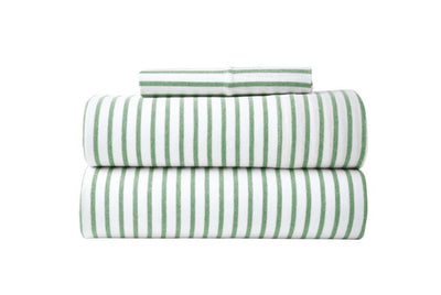 Gap Home Kids Mini Stripe T-Shirt Soft Jersey Organic Cotton Blend Sheet Set, Full, Green, 4-Pieces- NEW IN BAG!!!!