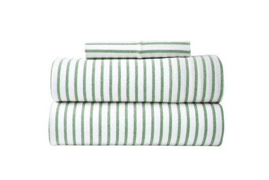 Gap Home Kids Mini Stripe T-Shirt Soft Jersey Organic Cotton Blend Sheet Set, Full, Green, 4-Pieces- NEW IN BAG!!!!